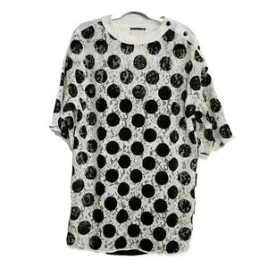 ZARA Womens‎ Black & White Polka Dot Lace Dress Tunic Size S